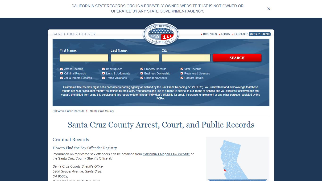 Santa Cruz County Arrest, Court, and Public Records
