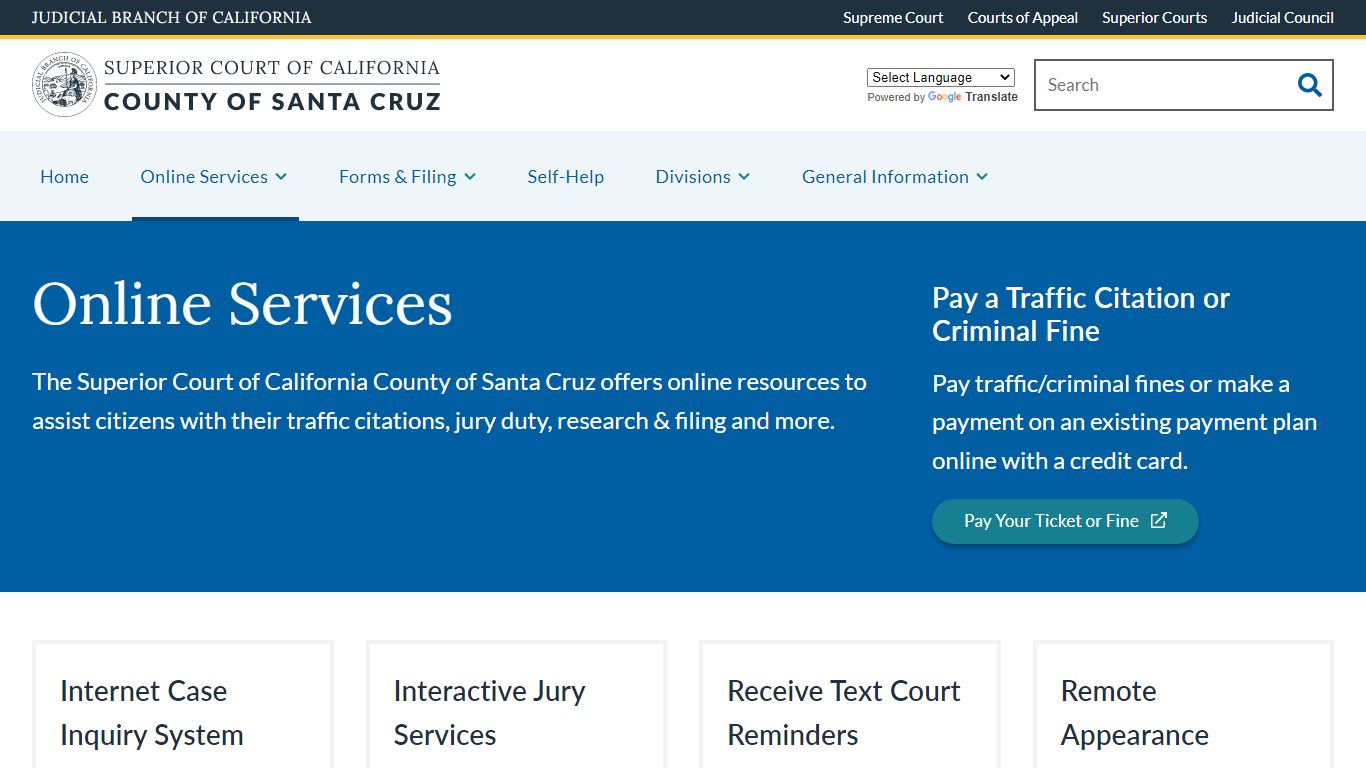 Online Services | Superior Court of ... - County of Santa Cruz