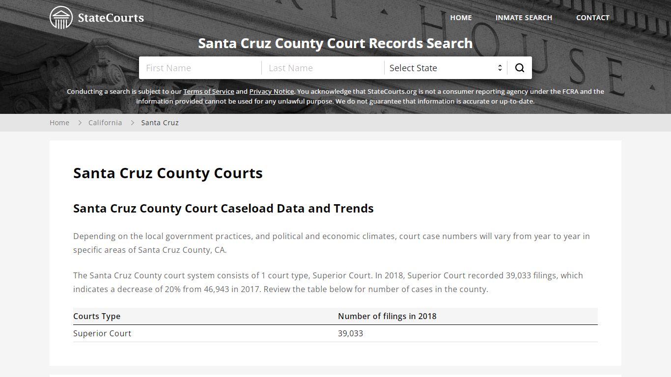 Santa Cruz County, CA Courts - Records & Cases - StateCourts